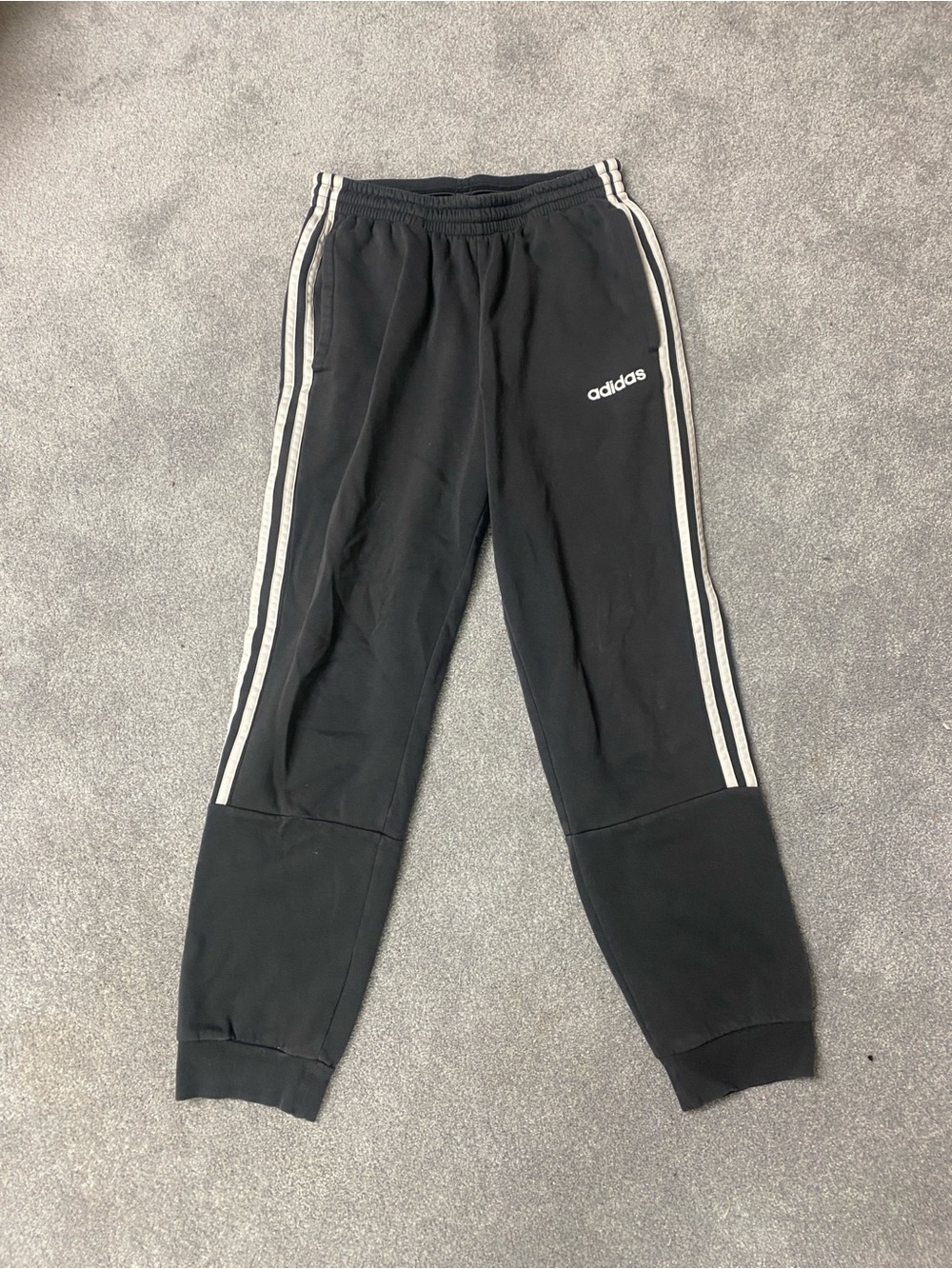 adidas Black Joggers with White Side Stripes